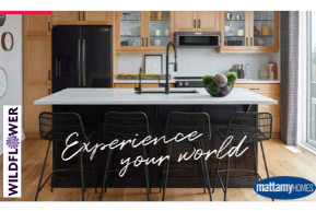 Supplied Wildflowers promotional graphic showing a modern kitchen with Mattamy Homes branding.